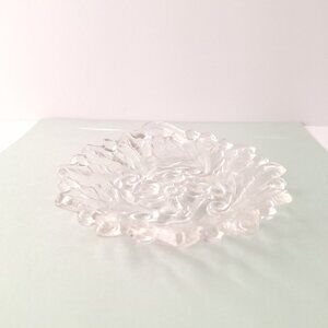Vintage Indiana Glass Wild Rose Clear Trinket Dish | Jewelry Vanity Holder